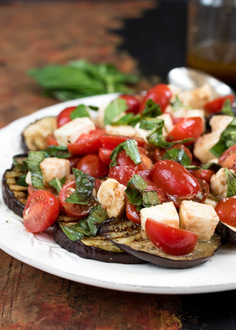Caprese Salad Over Grilled Eggplant - Nutritious Eats