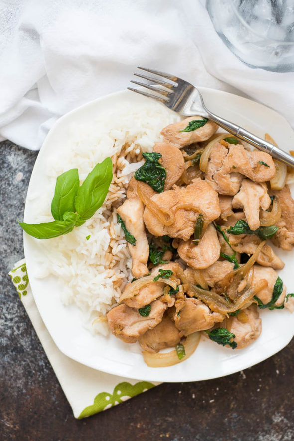 Spicy Thai Basil Chicken Over Jasmine Rice Gluten Free - Nutritious Eats