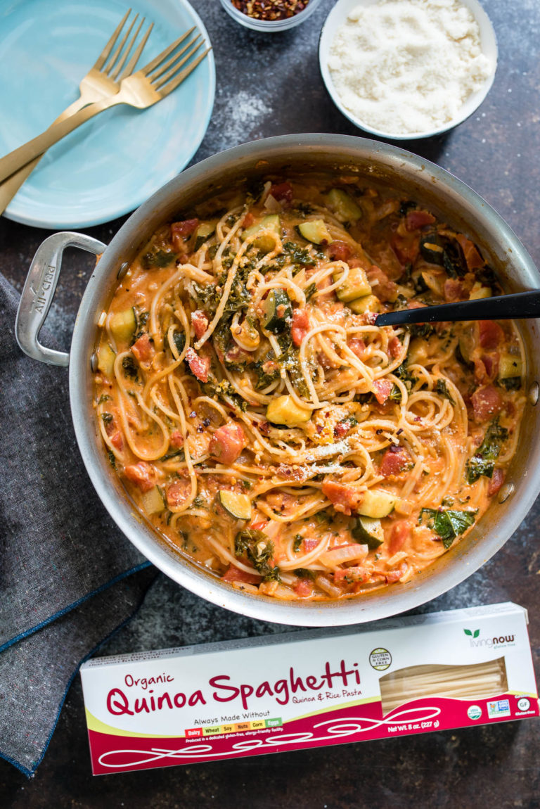 One Pot Creamy Vegetable Spaghetti Nutritious Eats