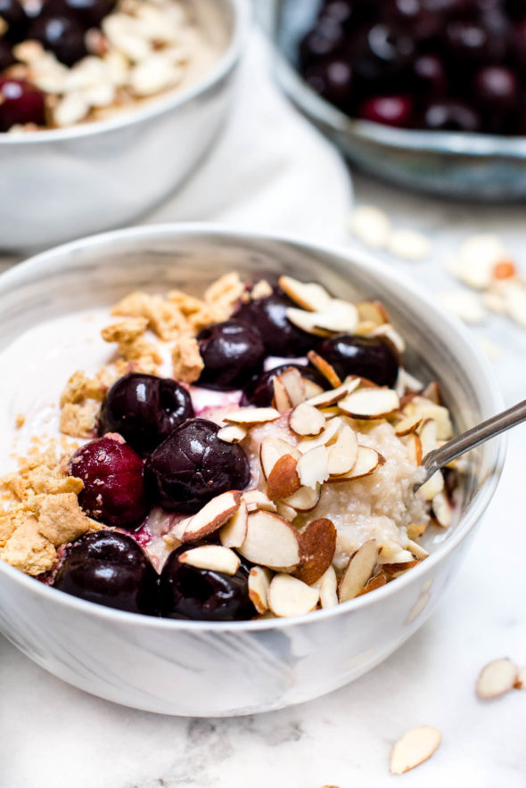 Cherry Almond Cheesecake Oat Bran Bowl